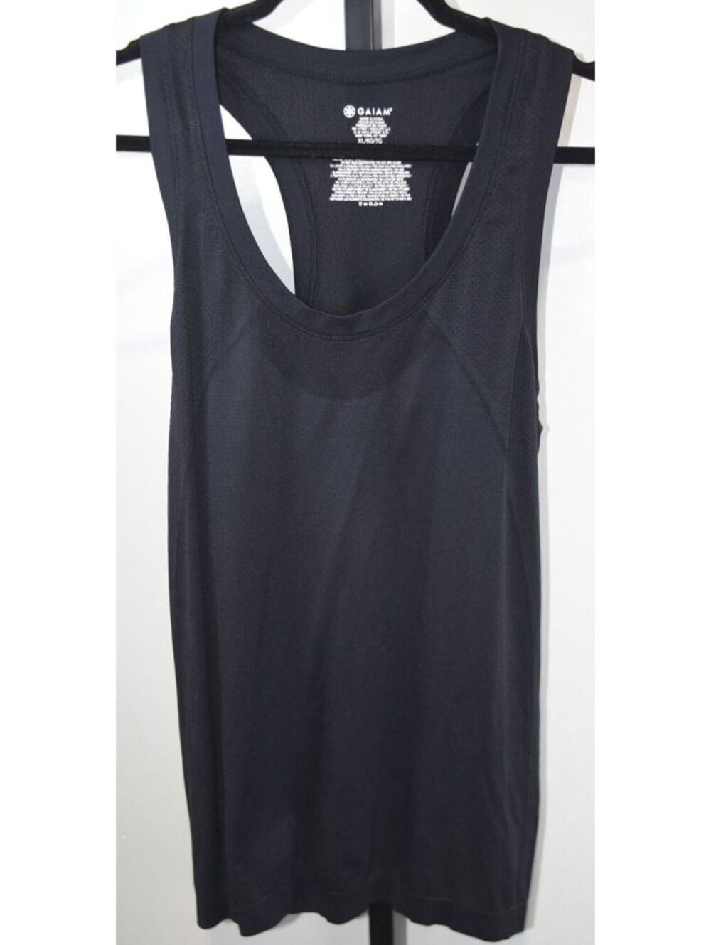 Gaiam Womens Racerback Yoga Tank Top Black Athletic Workout Size XL